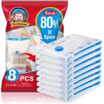 Sacs de rangement sous vide aspirateur, 8l * 80x60cm sac de compression voyages housse aspirable rangement ...