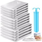 Sac sous vide vetement aspirateur avec pompe manuelle, lot de 12 (3 60 x 80 cm, 3 50 x 70 cm, 3 40 x ...