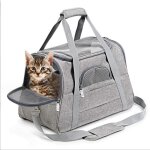 Sac de transport pour chat chien, caisse transport chat chien respirant et pliable, avec coussin en peluche ...