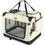 Sac transport pliable pour chien et chat caisse de transport respirant avec matelas en peluche amovible ...