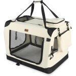 Sac transport pliable pour chien et chat caisse de transport respirant avec matelas en peluche amovible ...