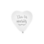 Sachet de 8 ballons en coeur imprim� 'vive les mari�s' / dimensions : 18 x 13 cm