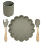 Sage - coffret cadeau en silicone bpa pour bb, alimentation, appareil a manger, plats, assiette, bol'entran ...