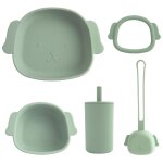 Sage - ensemble de vaisselle en silicone sans bpa, etanche, bol, assiettes, gobelet, anneau de dentition, ... Sage - ensemble de vaisselle en silicone sans bpa, etanche, bol, assiettes, gobelet, anneau de dentition, ...
