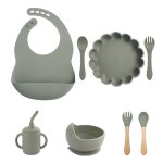 Sage - vaisselle en silicone pour nouveau - né, ventouse, assiette, gobelet, bavoir, cuillère, fourchette, ... Sage - vaisselle en silicone pour nouveau - né, ventouse, assiette, gobelet, bavoir, cuillère, fourchette, ...