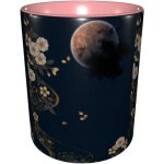 Sakura dansant au clair de lune, tasse  motif de vagues dores, tasse  caf de grande capacit, ...