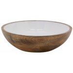 Saladier en manguier et r�sine blanche diam�tre 25 cm