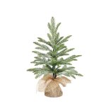 Sapin de no�l artificiel effet givre avec toile de jute h45