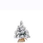 Sapin de no�l artificiel effet givre avec toile de jute h60