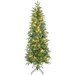Sapin de no�l artificiel led x 200 blanc chaud 8 modes h. 180 cm 605 branches support vert