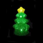 Sapin de noel lumineux � led - 16 led - blanc froid - acrylique vert et jaune