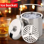 Seau a glace a double paroi en acier inoxydable, isolé, avec pince, passoire, pour refroidir la bière, ... Seau a glace a double paroi en acier inoxydable, isolé, avec pince, passoire, pour refroidir la bière, ...