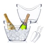 Seaux a glace pour fetes, lot de 2 seaux a champagne en acrylique avec 2 pelles a glace