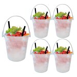 Seau a glace transparent en plastique, 5 pices, seau pour cocktail, bire, champagne, bouteille de boisson, ...
