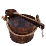 Seau de sauna avec louche insert amovible set sauna 3 pi�ces 3, 5 l en bois de pin brun fonc� 04 0010922 ...