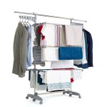 S�choir � linge �tendoir multifonction 25m extra avec 30 accessoires 3 niveaux gris et inox