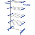 S�choir � linge �tendoir pliable ailes lat�rales 4 niveaux bleu