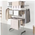 S�choir � linge inox maxima gris �tendoir pliable h. 145 cm