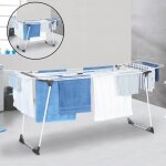 S�choir � linge ultra gris et blanc �tendoir extensible pliable