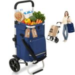 Sekey chariot de courses pliable 3 - en - 1 avec compartiment isotherme et sangle de fixation 60 l - ...