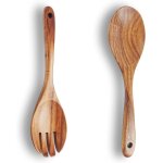 Sept - 2pcs serveurs a salade en bois, couverts a salade en bois, set de couverts a salade en bois, cuillre ...