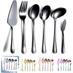 Sept - ensemble de couverts en noir 6 pices, y compris pelle a gteau, cuillre de service a fente, ...