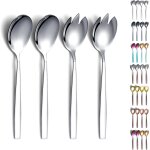 Sept - ensemble de couverts a salade, ensemble de service a salade en acier inoxydable, cuillre a salade, ...