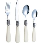 Sept - exzact ensemble de couverts crme ivoire 16 pcs, acier inoxydable avec poigne dtaille, traditionnel, ...