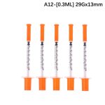 Seringue vtrinaire jetable en plastique, 5 pices, 0. 3 / 0. 5 / 1ml, capuchon orange, seringue a insuline ...