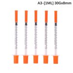 Seringue vtrinaire jetable en plastique, 5 pices, 0. 3 / 0. 5 / 1ml, capuchon orange, seringue a insuline ...
