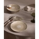 Service de 6 assiettes a dessert brigitte - beige / blanc - 19 cm