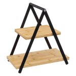 Service apritif 2 etages  bambou  29cm naturel