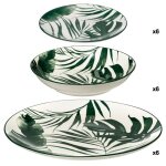Service d'assiettes  palme  - vert - 18 pices