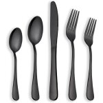 Service de couverts en acier inoxydable noir, ensemble de couverts, serveur a gâteau, couteau a poisson, ... Service de couverts en acier inoxydable noir, ensemble de couverts, serveur a gâteau, couteau a poisson, ...