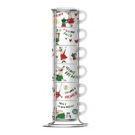 Service  expresso italy avec 6 tasses et support