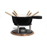 Service a fondue tradition men426c ¿ 6 personnes, 2, 6l, caquelon fonte emaill, socle en acacia