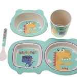 Service de table pour enfants, service en bambou 5 pièces, avec assiettes, Service de table pour enfants, service en bambou 5 pièces, avec assiettes,