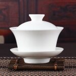 Service a thé chinois gaiwan en céramique blanche, service a thé kung fu, tasse a thé trans ai Service a thé chinois gaiwan en céramique blanche, service a thé kung fu, tasse a thé trans ai