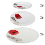 Service vaisselle 18 pièces oscara - blanc et rouge Service vaisselle 18 pièces oscara - blanc et rouge