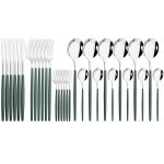 Service de vaisselle en acier inoxydable 30 pices / ensemble noir or couteau a dner fourchette a fruits ...