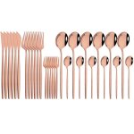Service de vaisselle en acier inoxydable 30 pices / ensemble noir or couteau a dner fourchette a fruits ...