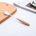 Service de vaisselle avec manche en bois, en acier inoxydable, couteau a steak, fourchette, cuill�re, ...