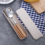 Service de vaisselle de voyage portable en acier inoxydable 304, baguettes, cuill�re pour l'ext�rieur, ...
