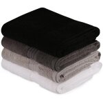 Serviette de bain aucune - lot de 4 70 x 140 cm coton 100% 500 g / m blanc gris gris fonc� noir
