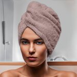 Serviette de bain pour la t�te en coton 24x62 cm lagune vieux rose, par soleil d'ocre