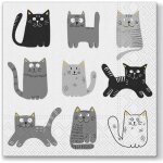 Serviettes en papier - noname - chats gris - lot de 20 - 33 x 33 cm - pratiques pour table et pique - ...
