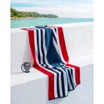 Serviette de plage denney 100% coton - bleu marine / rouge - 70x150 cm