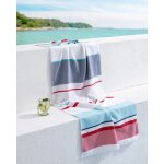 Serviette de plage ella 100% coton - turquoise / rouge - 70x150 cm