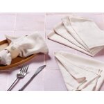 Serviette de table - 6 pi�ces - lin et coton blanc cr�me