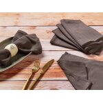 Serviette de table - 6 pi�ces - lin et coton chocolat